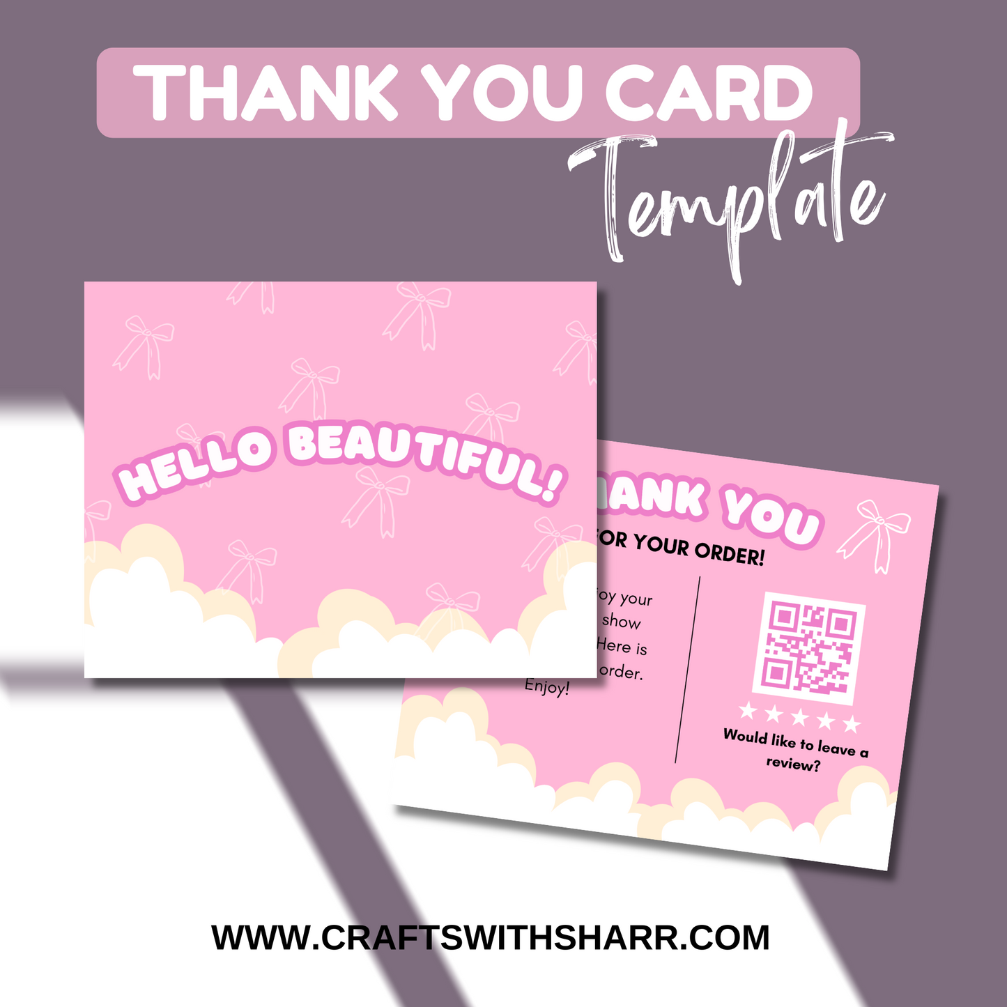 HELLO BEAUTIFUL Thank You Card Template