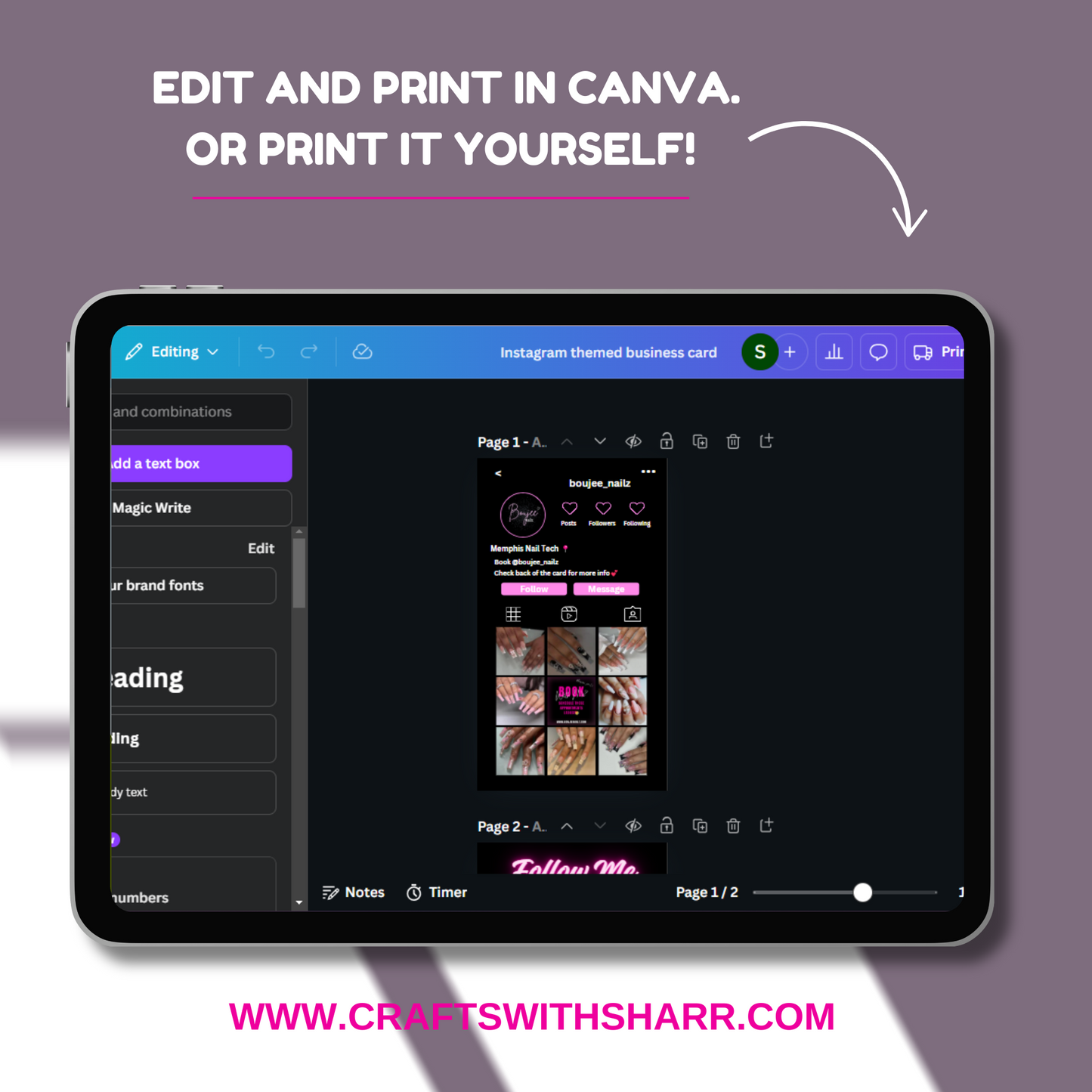 Instagram Themed Business Card Template (Front & Back)