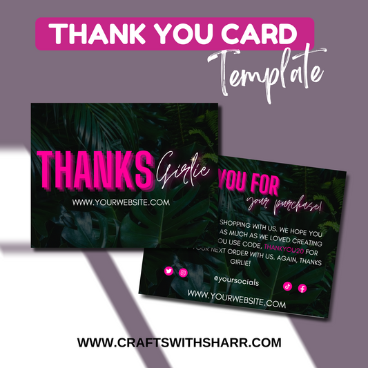 THANKS GIRLIE Thank You Card Template