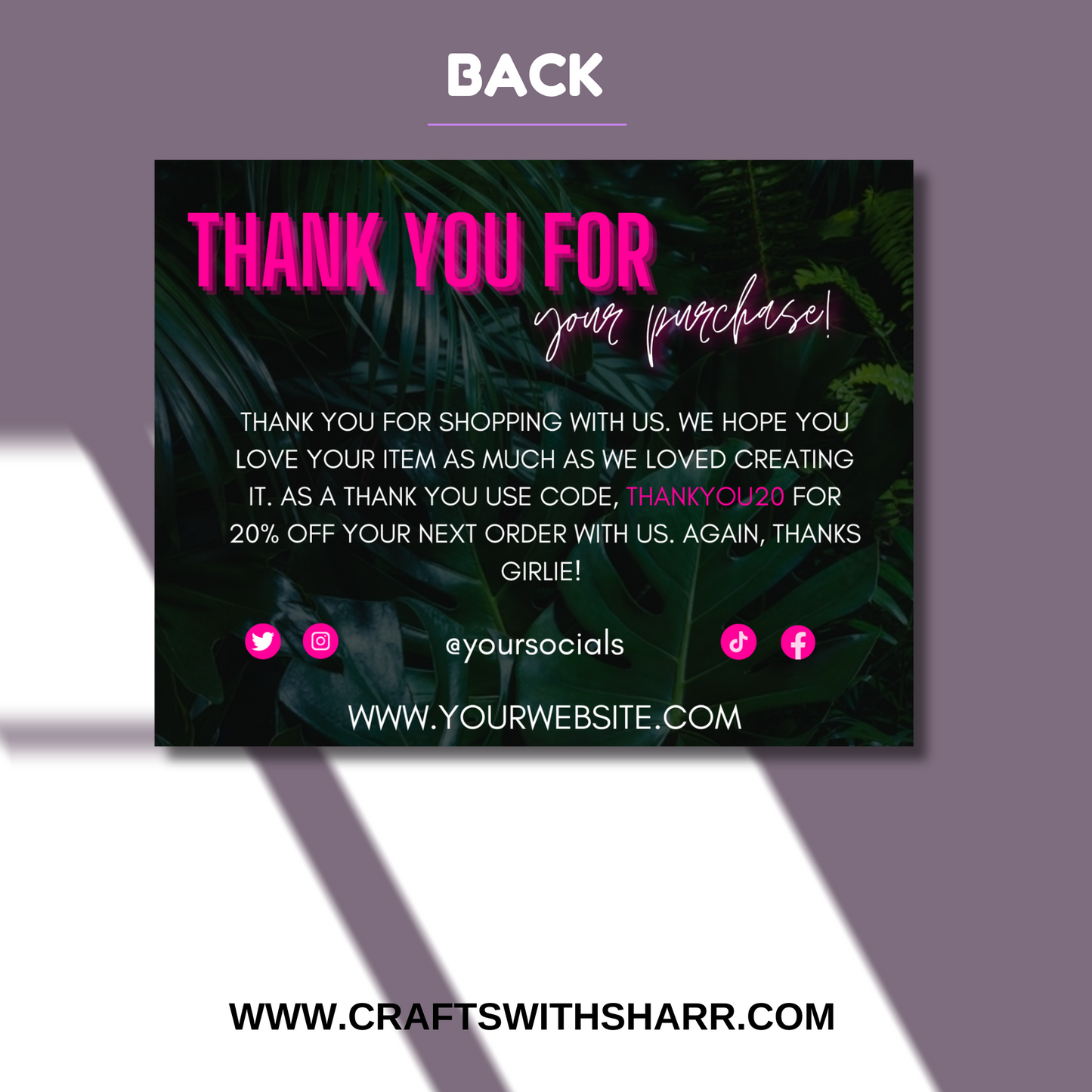 THANKS GIRLIE Thank You Card Template